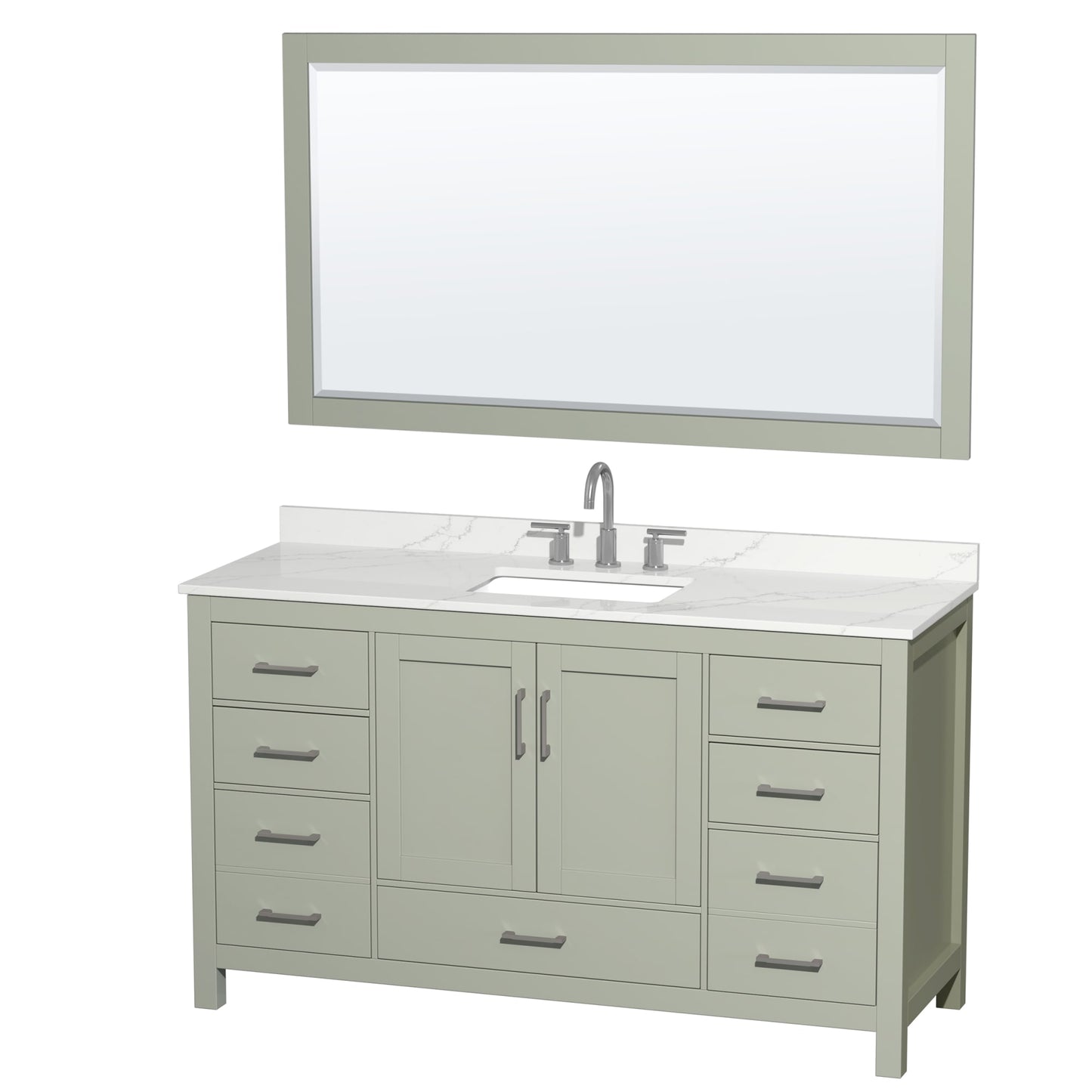 Sheffield Bathroom Vanity with Countertop 60 inch Single Sink 3-hole Faucet Setup