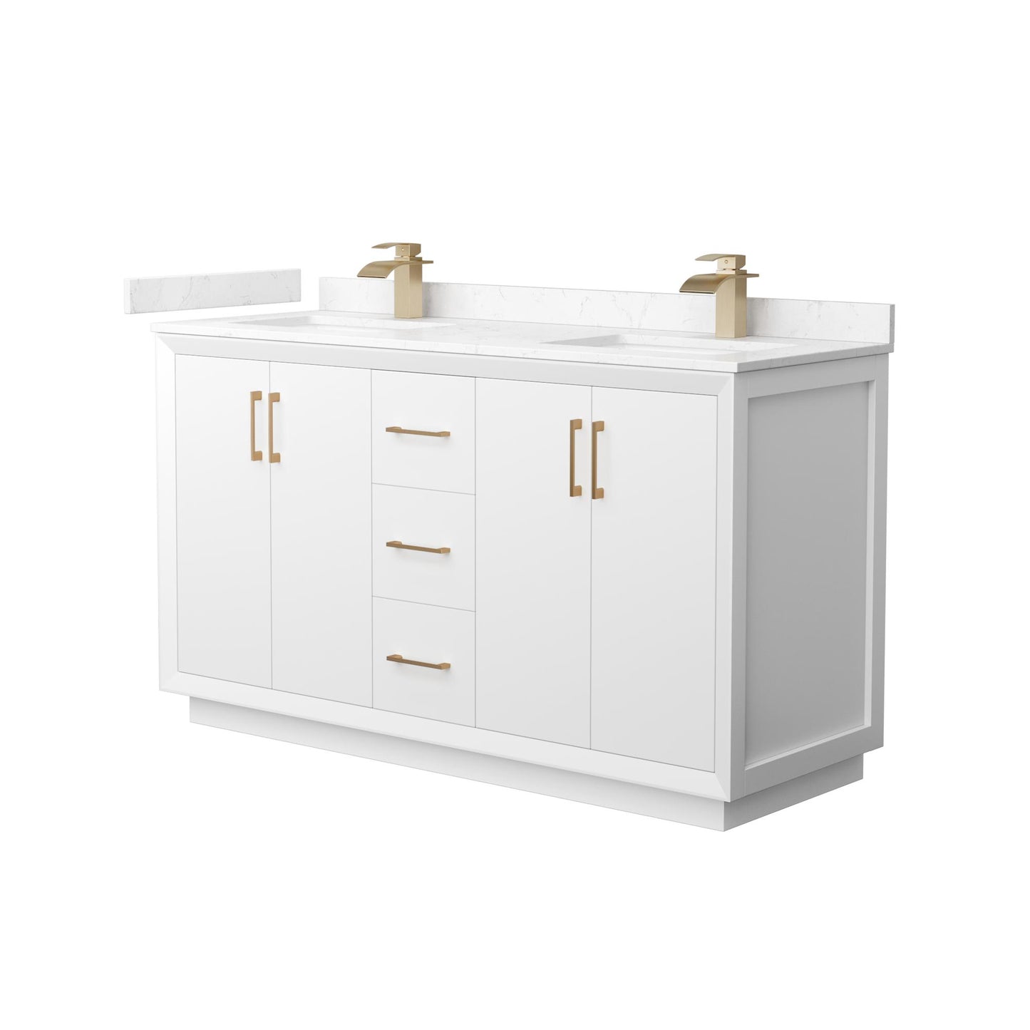 Strada Bathroom Vanity with Countertop 60 inch Double Sink Single hole Faucet Setup