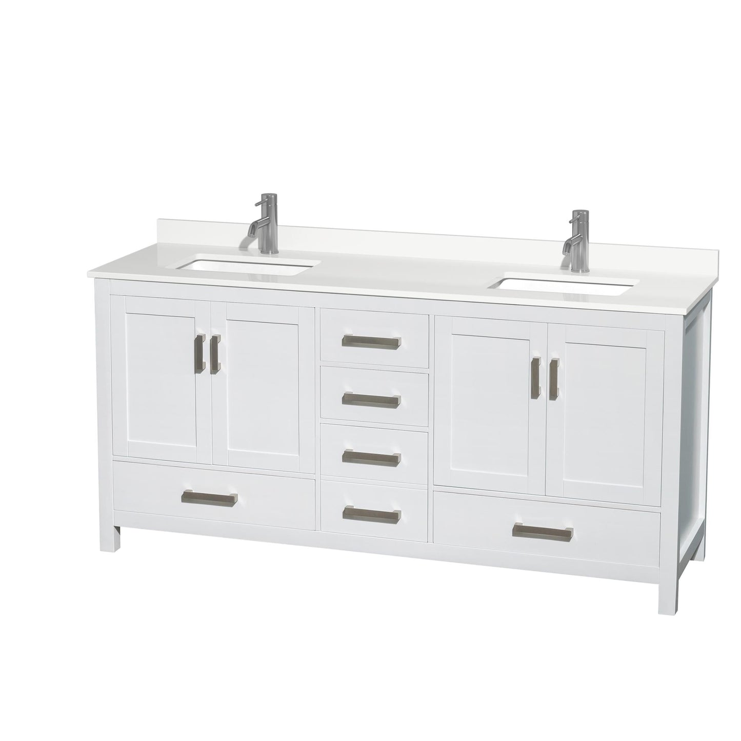 Sheffield Bathroom Vanity with Countertop 72 inch Double Sink Single hole Faucet Setup
