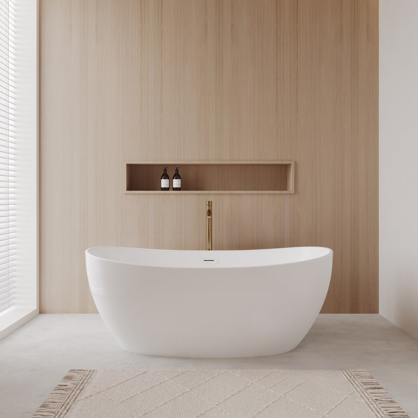 Rebecca Freestanding Acrylic Bathtub With Faucet 60 inch