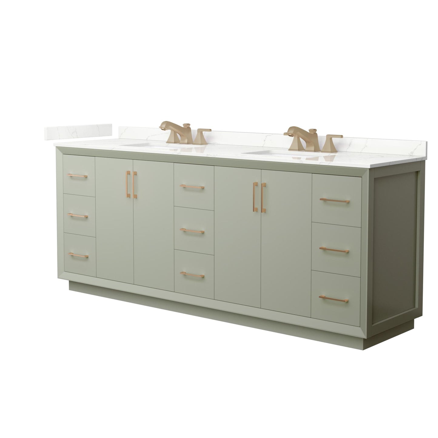 Strada Bathroom Vanity with Countertop 84 inch Double Sink 3-hole Faucet Setup