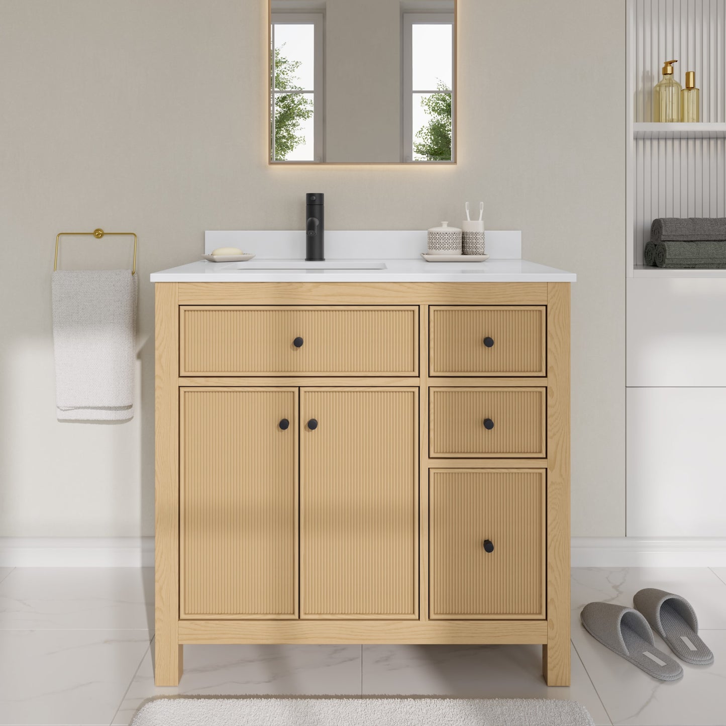 Pendry Bathroom Vanity with Countertop 36 inch Single Sink Single hole Faucet Setup