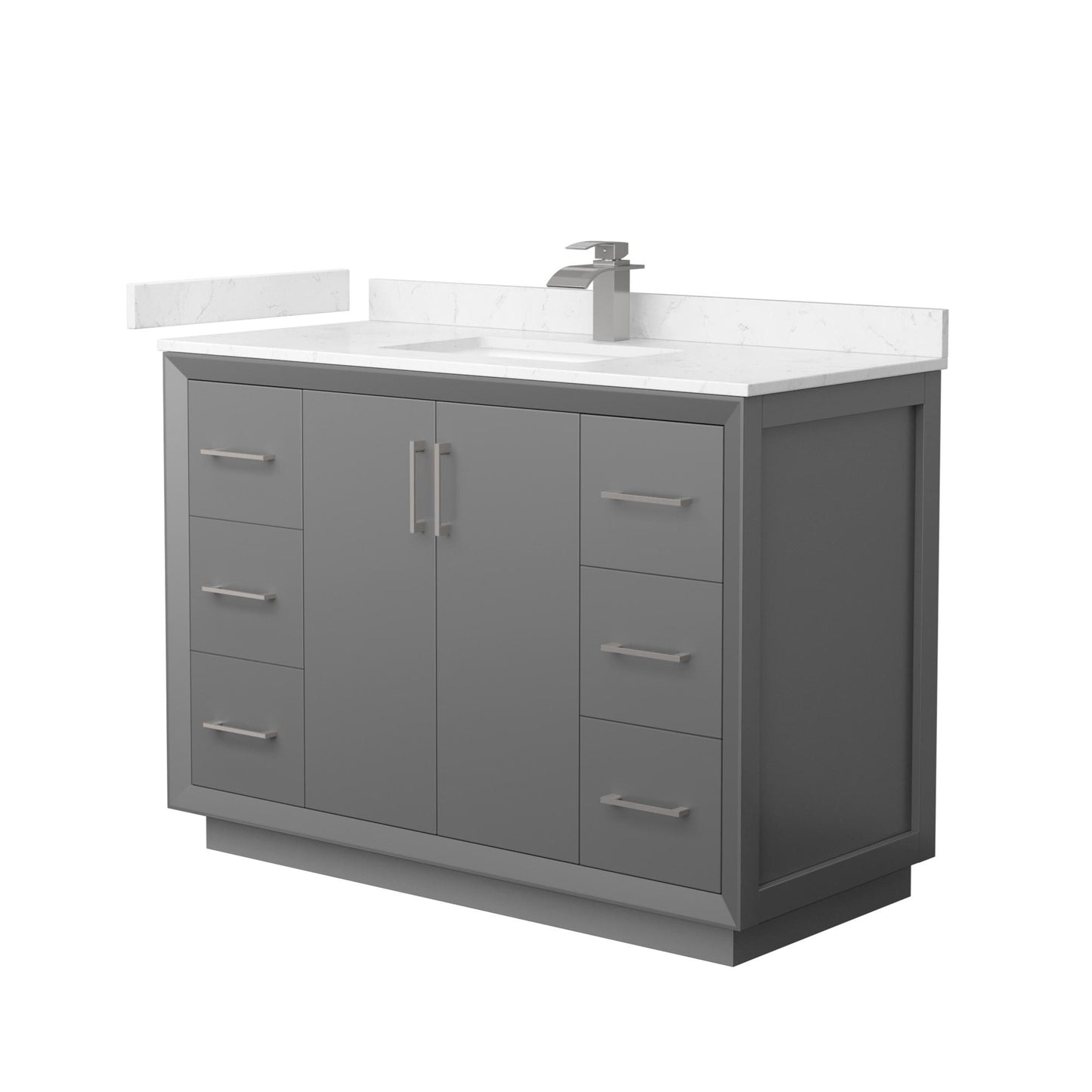 Strada Bathroom Vanity with Countertop 48 inch Single Sink Single hole Faucet Setup