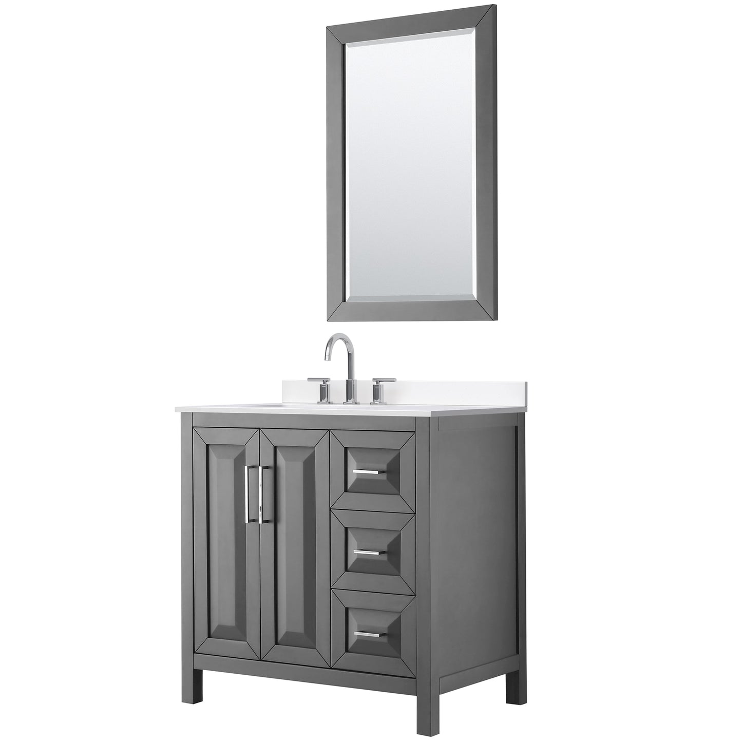 Daria Bathroom Vanity with Countertop 36 inch Single Sink 3-hole Faucet Setup