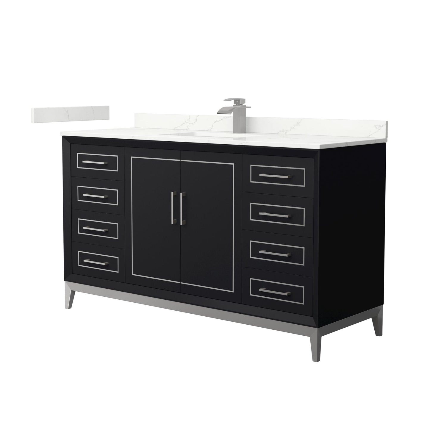 Marlena Bathroom Vanity with Countertop 60 inch Single Sink Single hole Faucet Setup