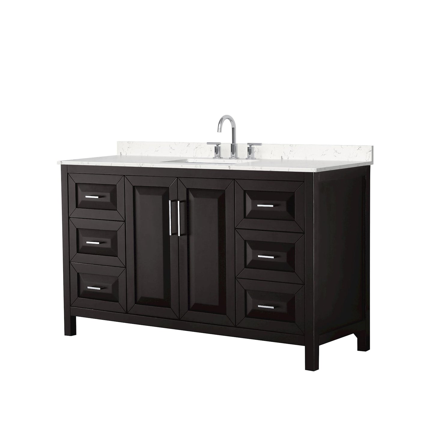 Daria Bathroom Vanity with Countertop 60 inch Single Sink 3-hole Faucet Setup