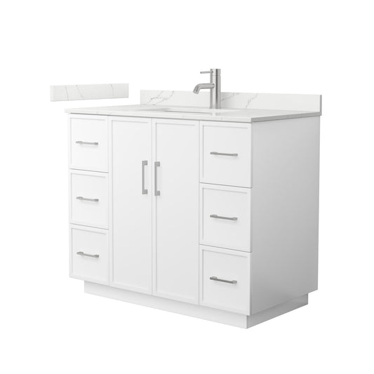 Elan TK Bathroom Vanity with Countertop 42 inch Single Sink Single hole Faucet Setup