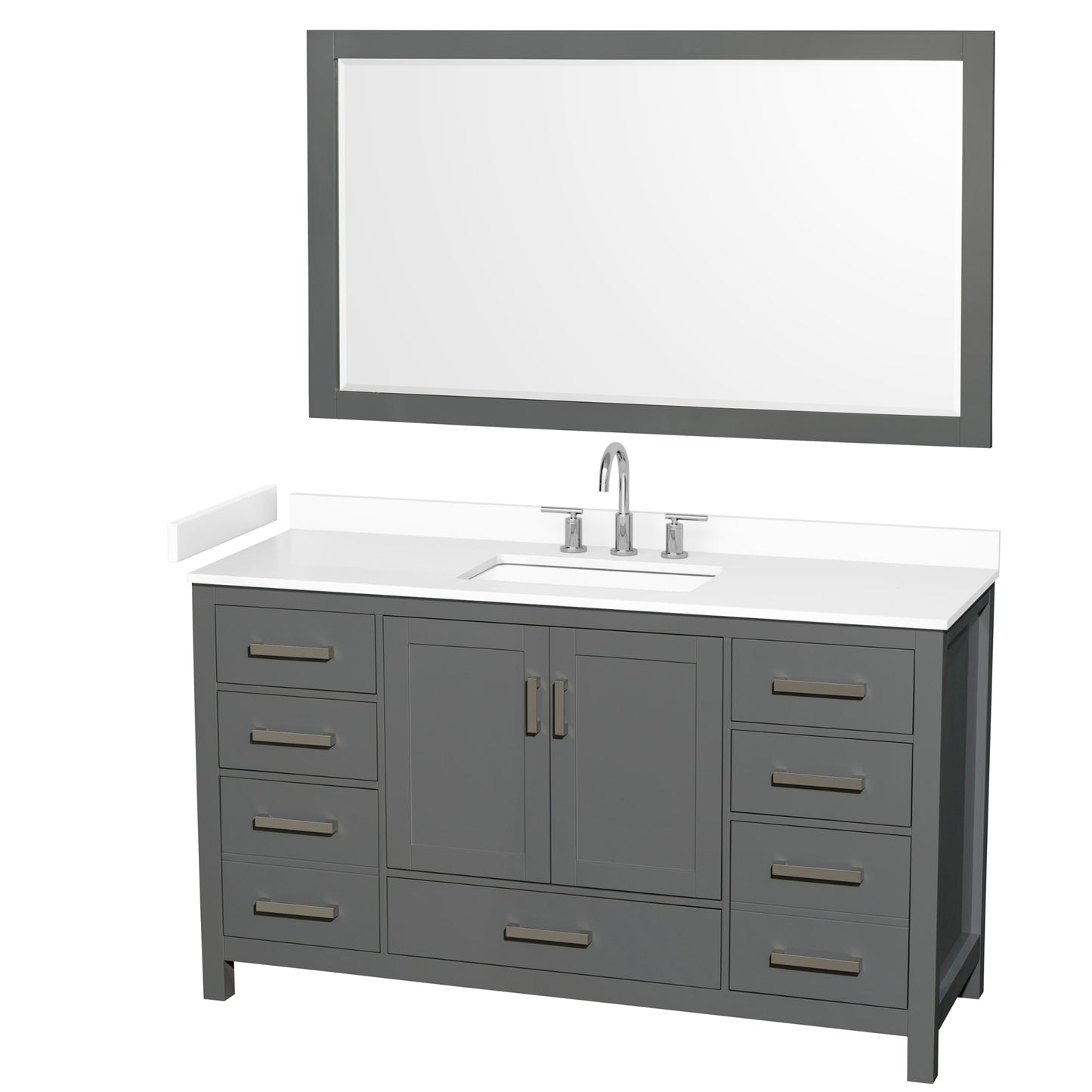 Sheffield Bathroom Vanity with Countertop 60 inch Single Sink 3-hole Faucet Setup