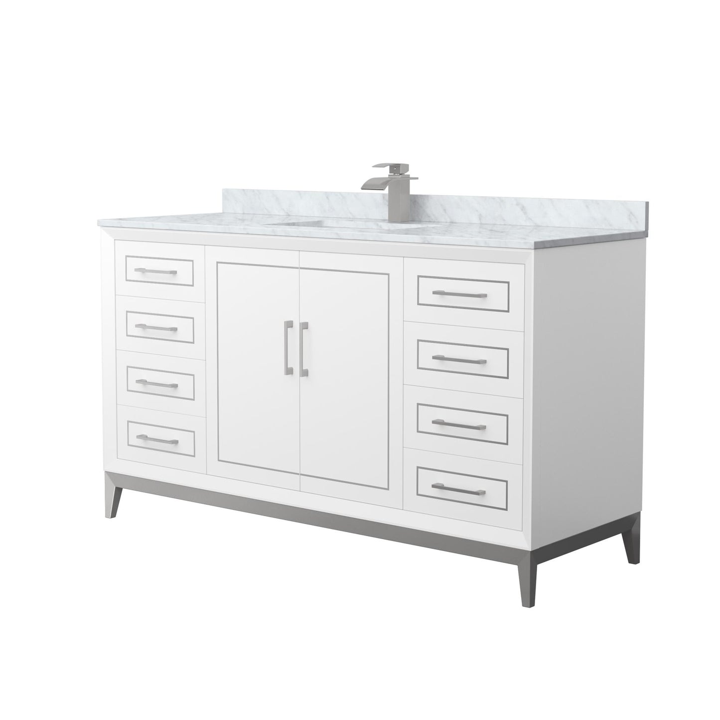 Marlena Bathroom Vanity with Countertop 60 inch Single Sink Single hole Faucet Setup