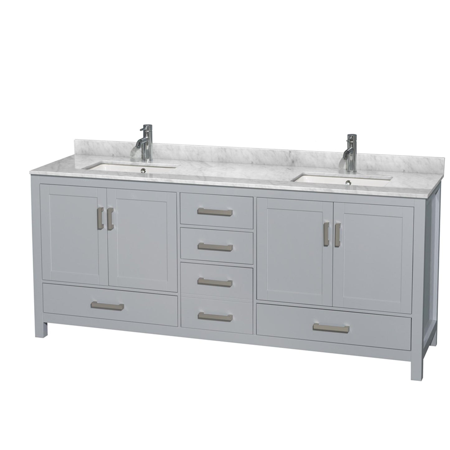 Sheffield Bathroom Vanity with Countertop 80 inch Double Sink Single hole Faucet Setup