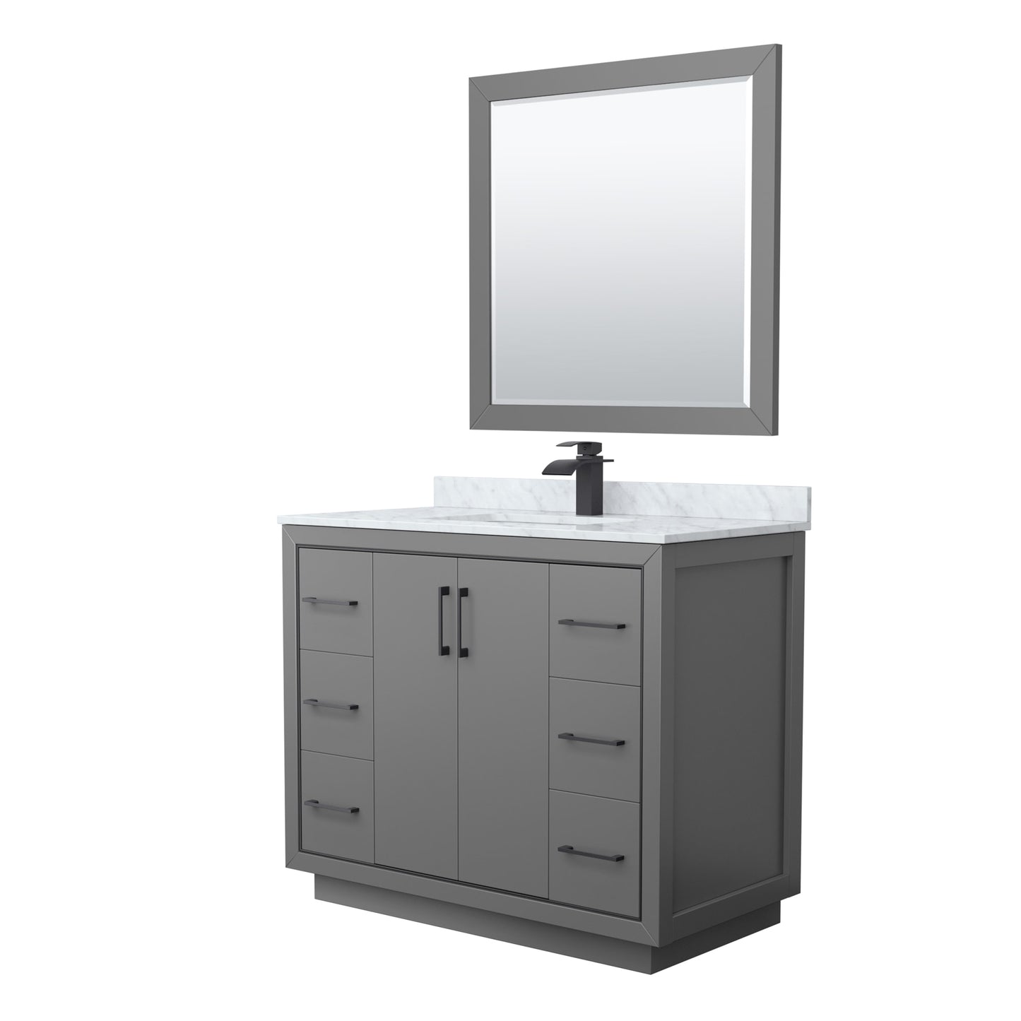 Icon Bathroom Vanity with Countertop 42 inch Single Sink Single hole Faucet Setup