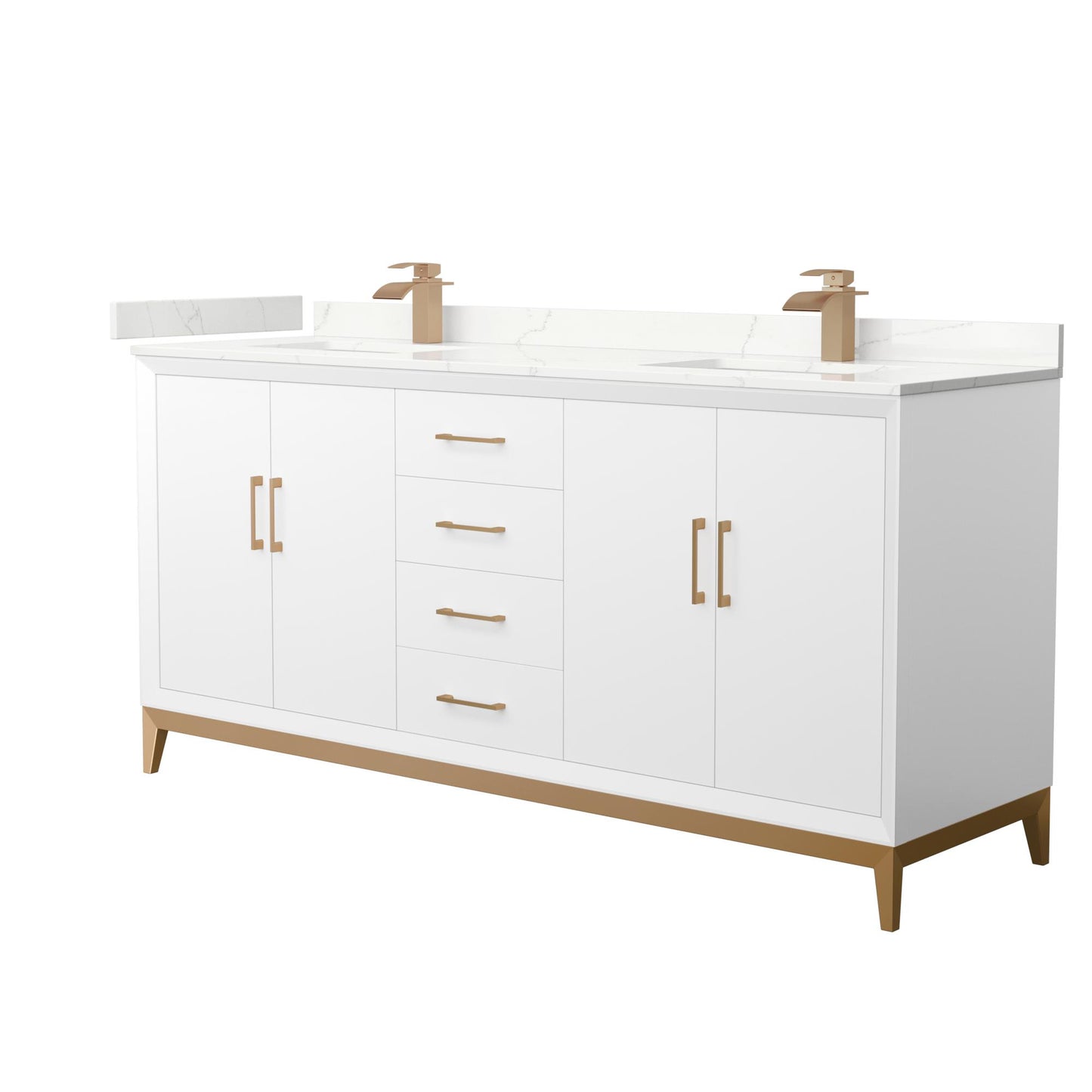Amici Bathroom Vanity with Countertop 72 inch Double Sink Single hole Faucet Setup