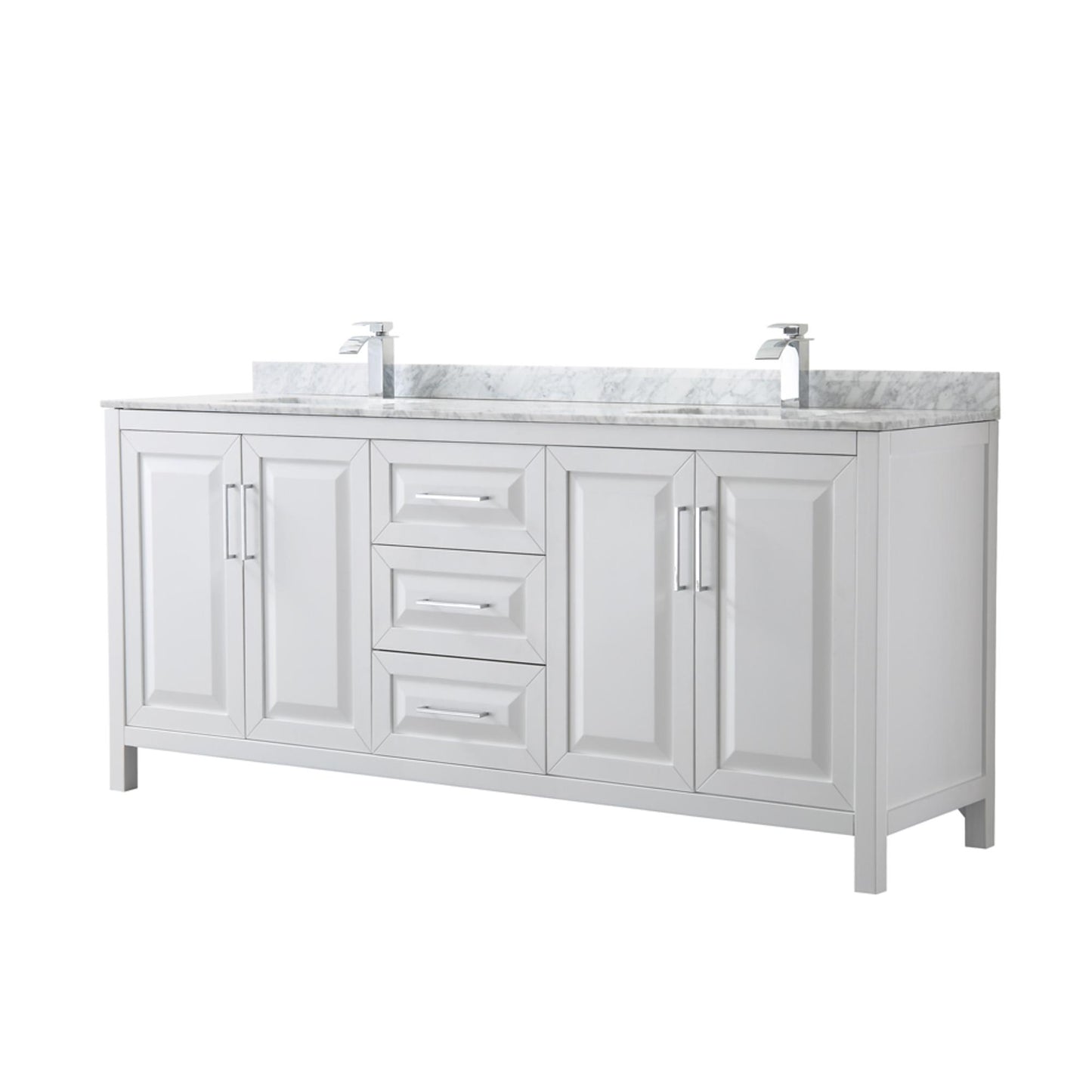 Daria Bathroom Vanity with Countertop 80 inch Double Sink Single hole Faucet Setup