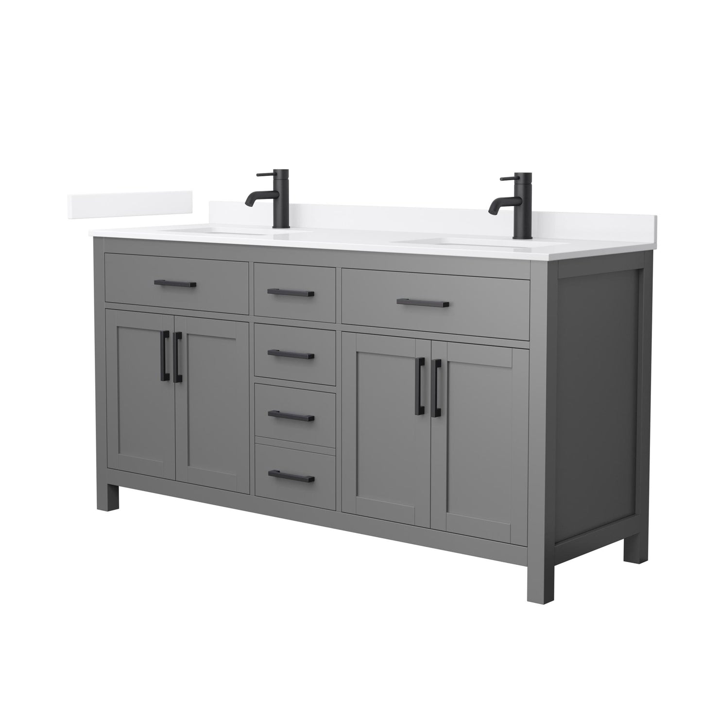 Beckett Bathroom Vanity with Countertop 66 inch Double Sink Single hole Faucet Setup