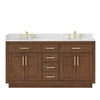 Custom image for Dark Oak with Brushed Gold Trim / Carrara Cultured Marble / No Mirror