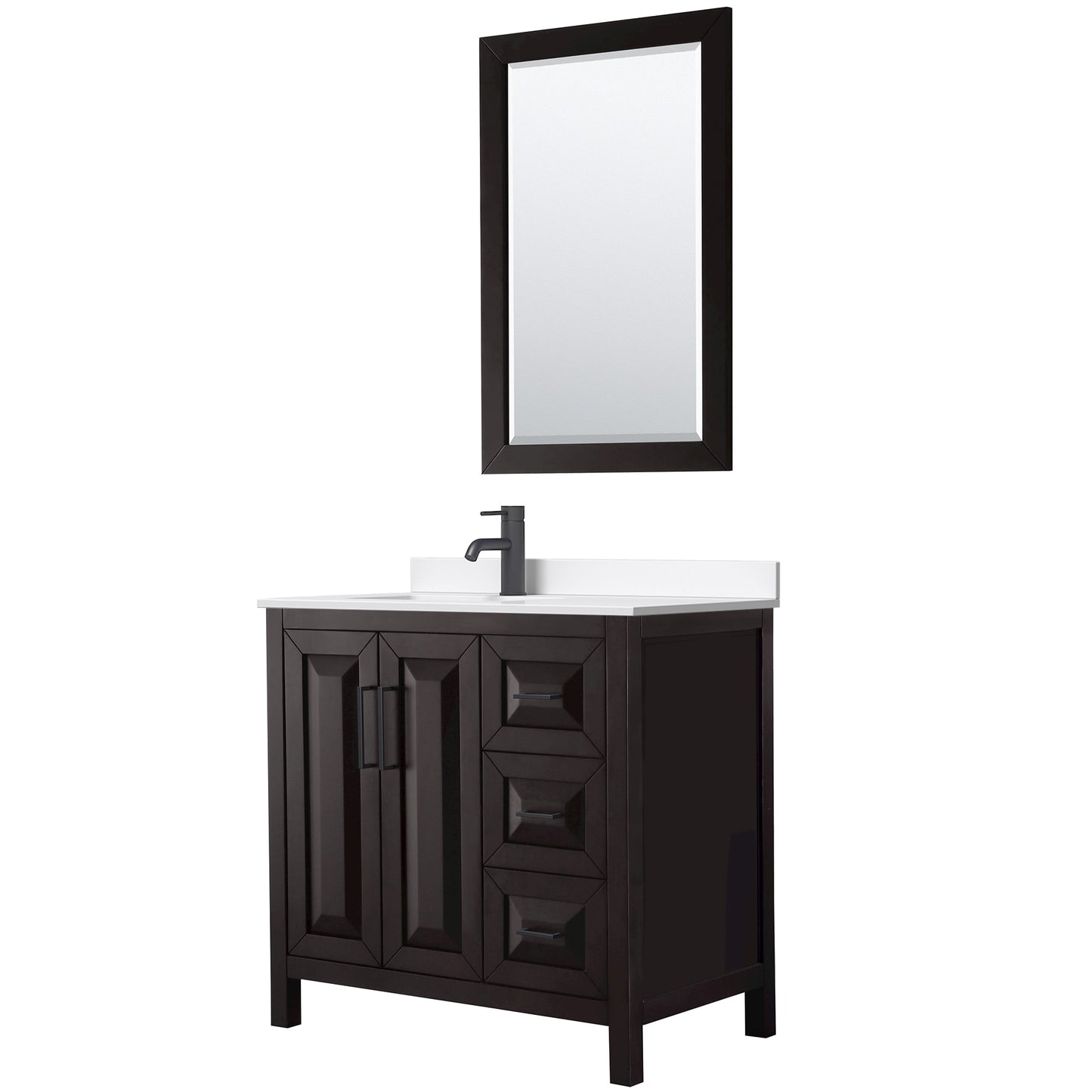 Daria Bathroom Vanity with Countertop 36 inch Single Sink Single hole Faucet Setup