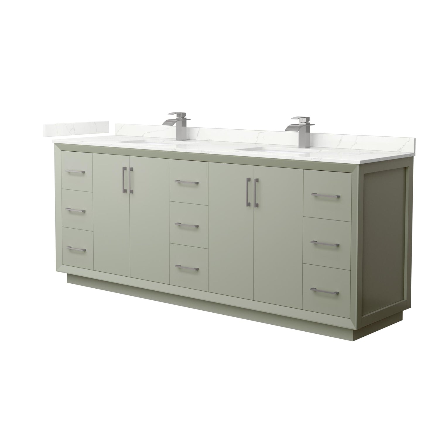 Strada Bathroom Vanity with Countertop 84 inch Double Sink Single hole Faucet Setup