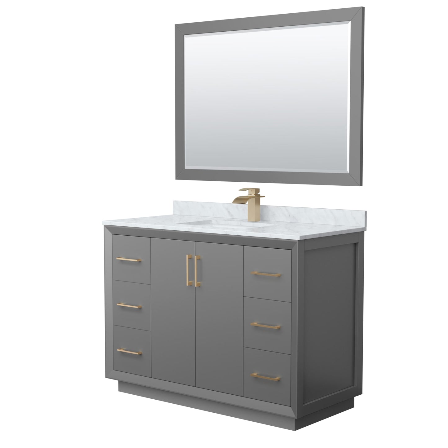 Strada Bathroom Vanity with Countertop 48 inch Single Sink Single hole Faucet Setup