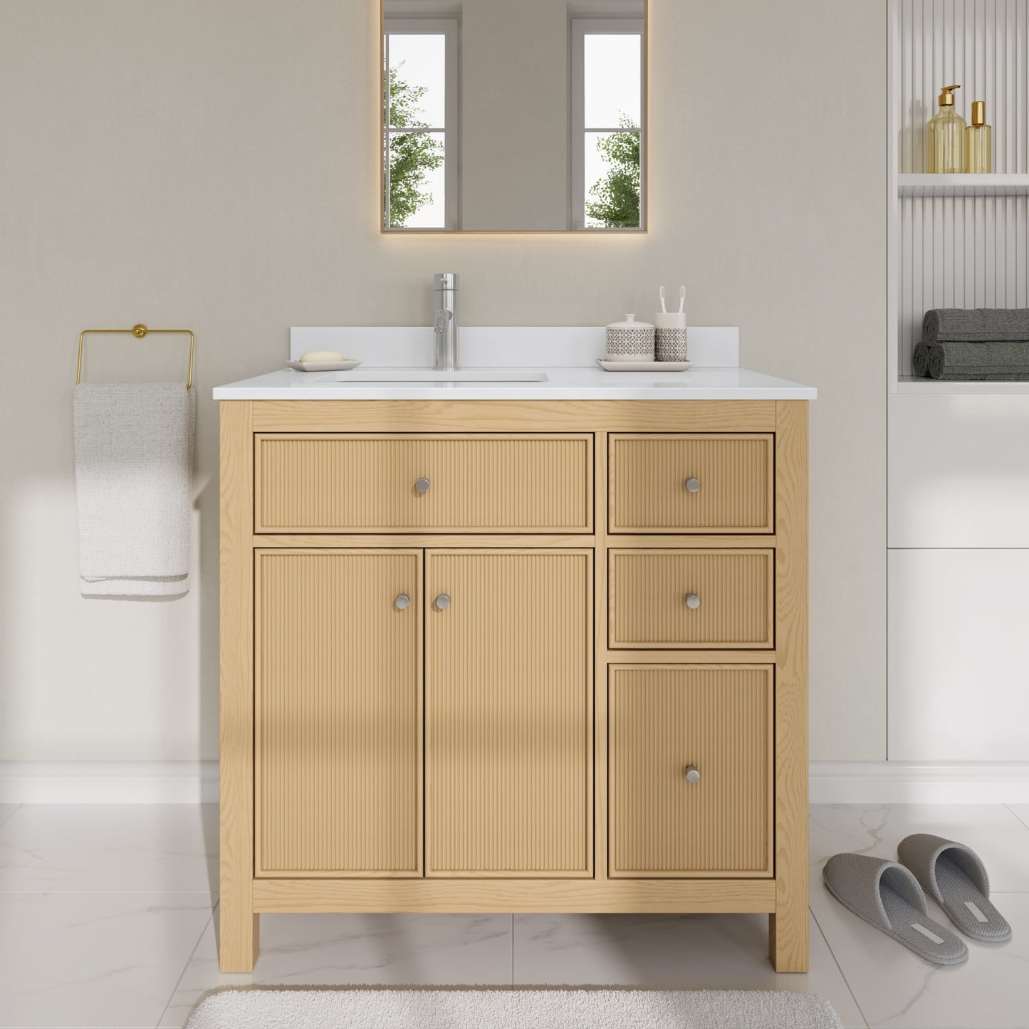 Pendry Bathroom Vanity with Countertop 36 inch Single Sink Single hole Faucet Setup