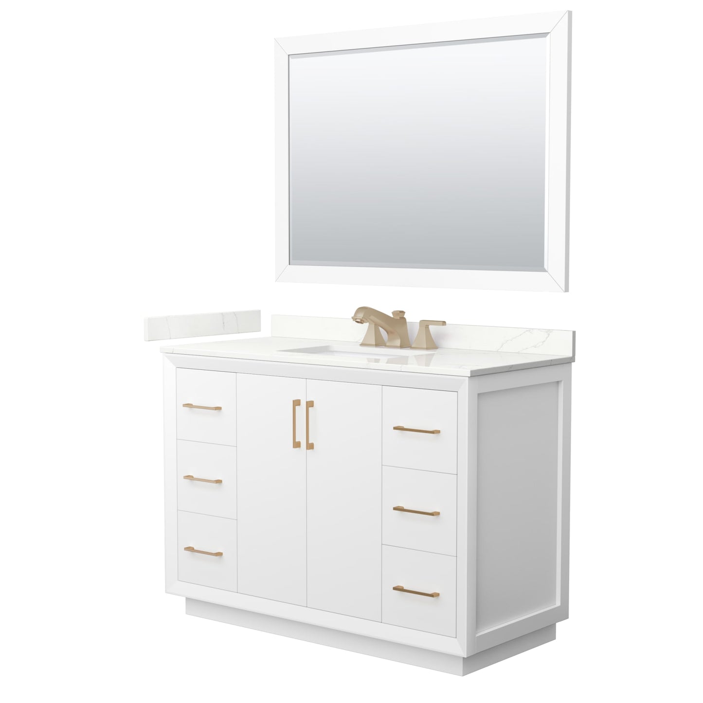 Strada Bathroom Vanity with Countertop 48 inch Single Sink 3-hole Faucet Setup