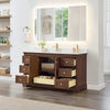 Custom image for Dark Walnut with Brushed Gold Trim / Giotto Quartz / No Mirror