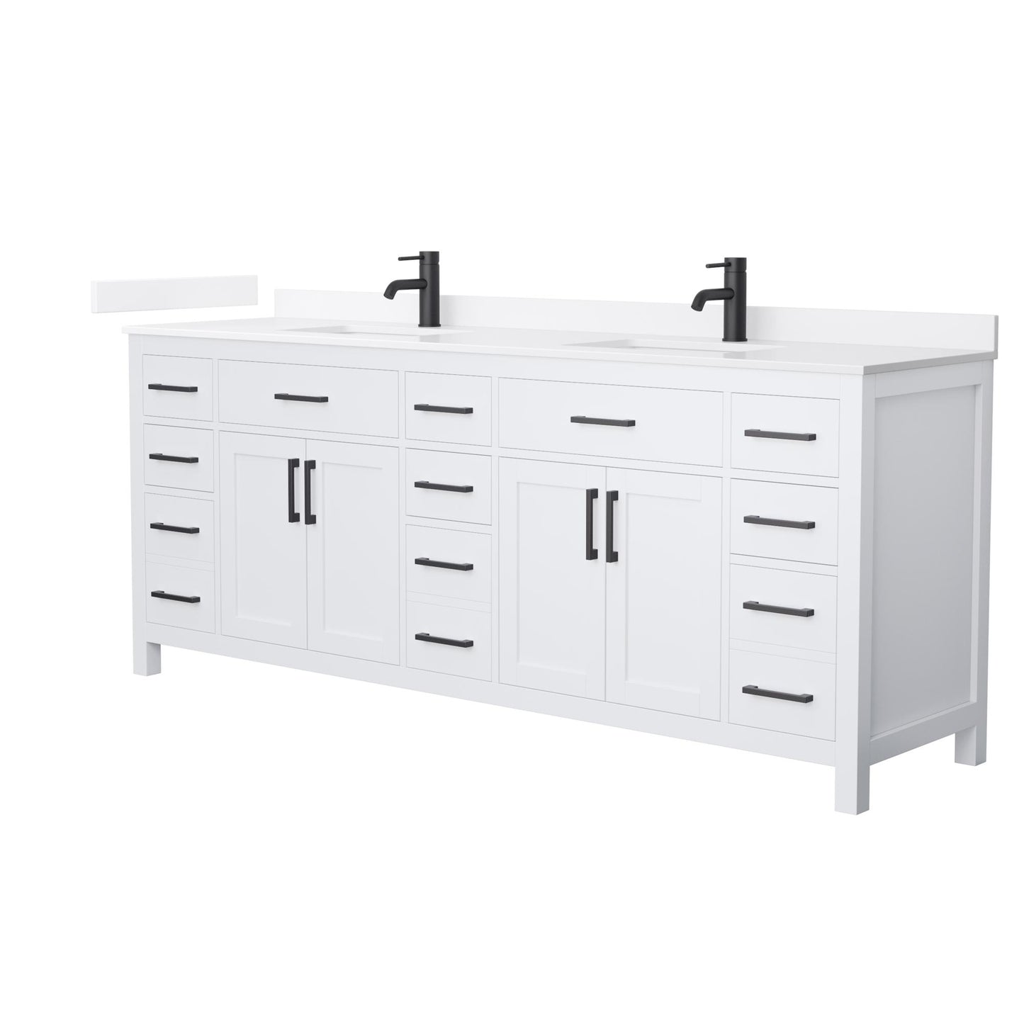 Beckett Bathroom Vanity with Countertop 84 inch Double Sink Single hole Faucet Setup