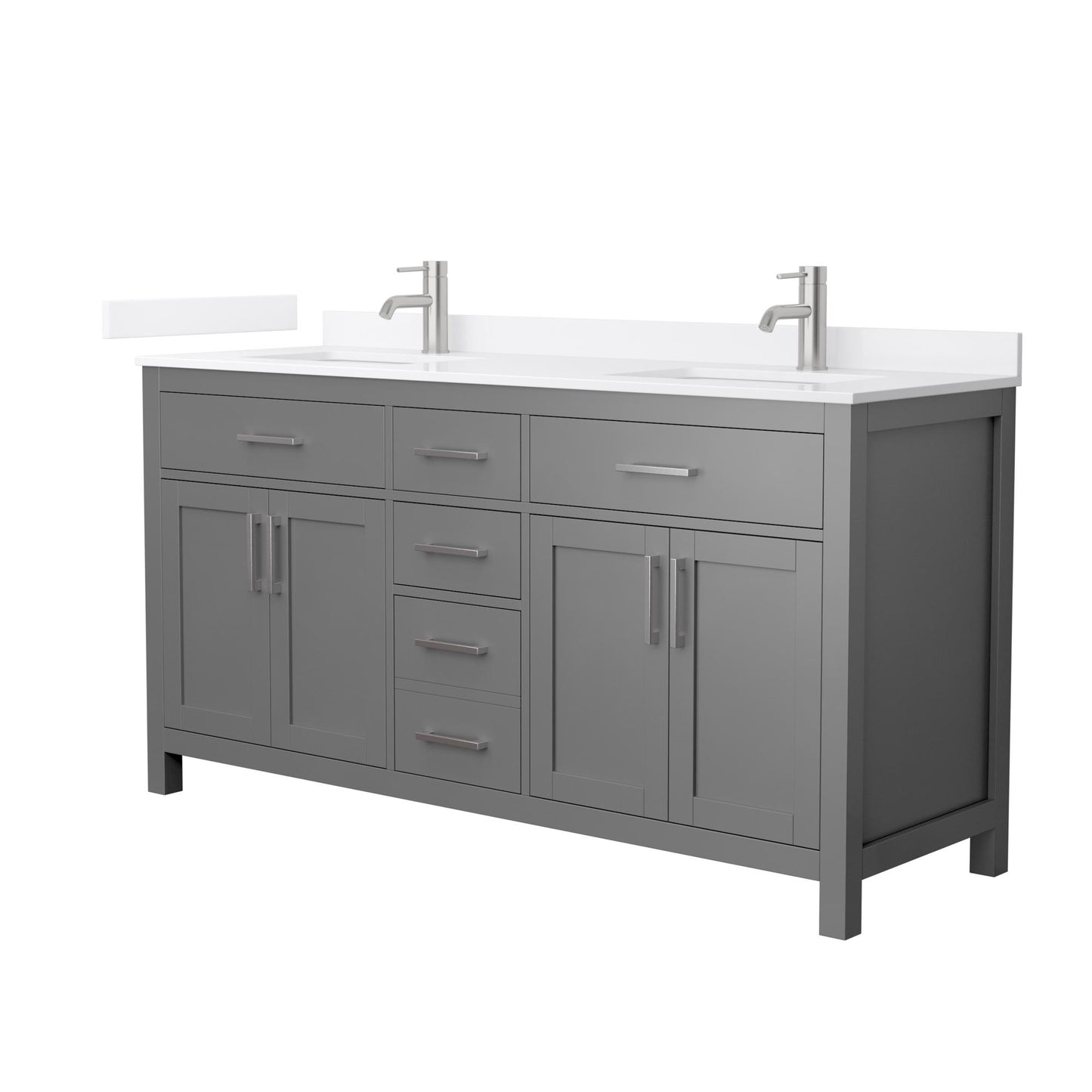 Beckett Bathroom Vanity with Countertop 66 inch Double Sink Single hole Faucet Setup
