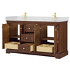 Custom image for Dark Walnut with Brushed Gold Trim / White Quartz / No Mirror