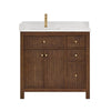Custom image for Dark Walnut with Brushed Gold Trim / Carrara Cultured Marble / No Mirror