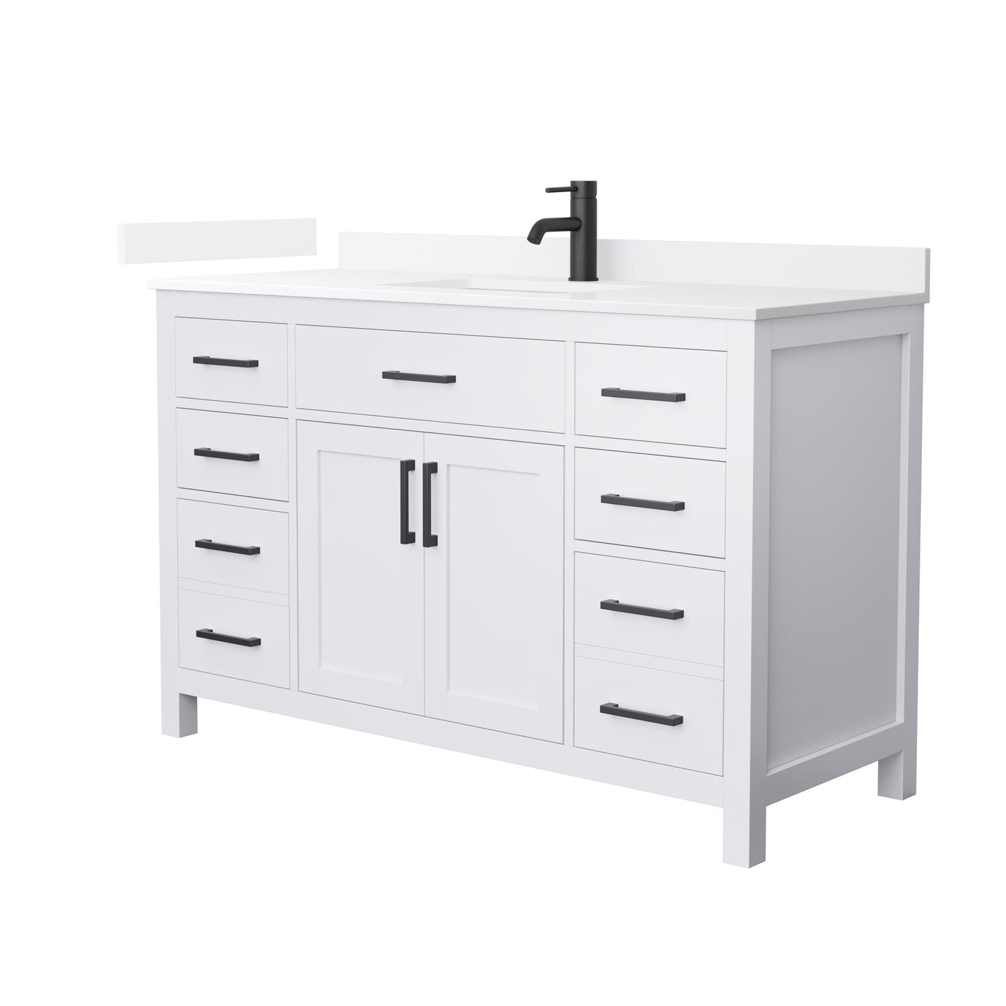 Beckett Bathroom Vanity with Countertop 54 inch Single Sink Single hole Faucet Setup
