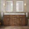 Custom image for Dark Oak with Brushed Gold Trim / Giotto Quartz / No Mirror