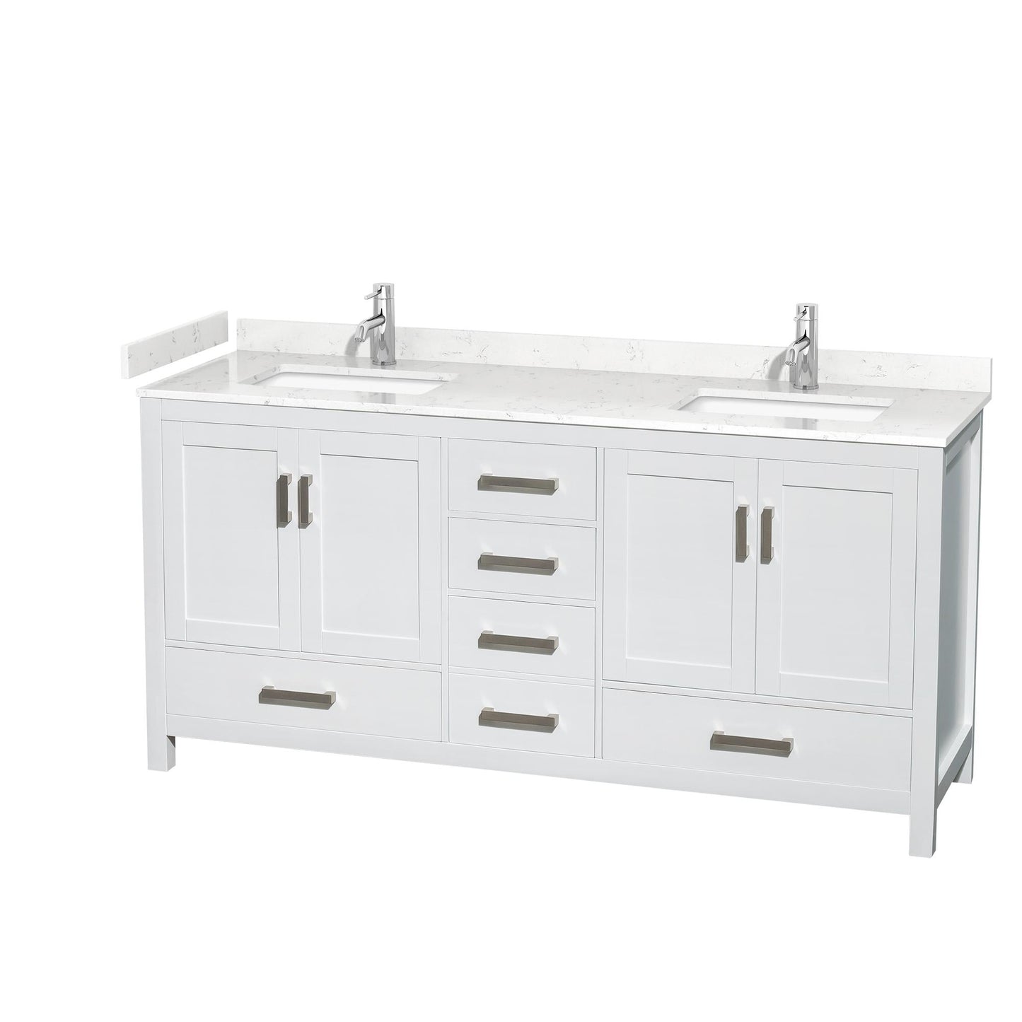 Sheffield Bathroom Vanity with Countertop 72 inch Double Sink Single hole Faucet Setup