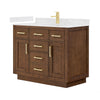 Custom image for Dark Oak with Brushed Gold Trim / Carrara Cultured Marble / No Mirror