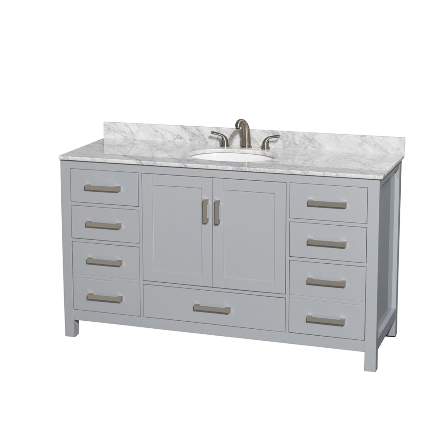 Sheffield Bathroom Vanity with Countertop 60 inch Single Sink 3-hole Faucet Setup