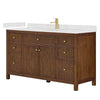 Custom image for Dark Walnut with Brushed Gold Trim / Carrara Cultured Marble / No Mirror