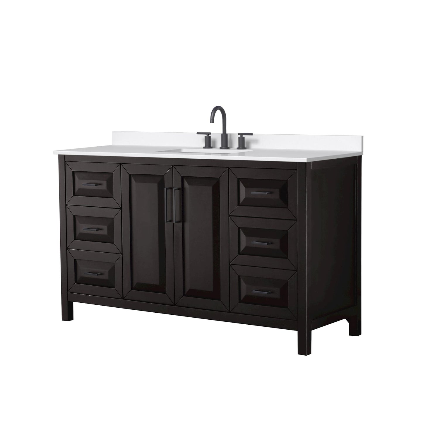 Daria Bathroom Vanity with Countertop 60 inch Single Sink 3-hole Faucet Setup