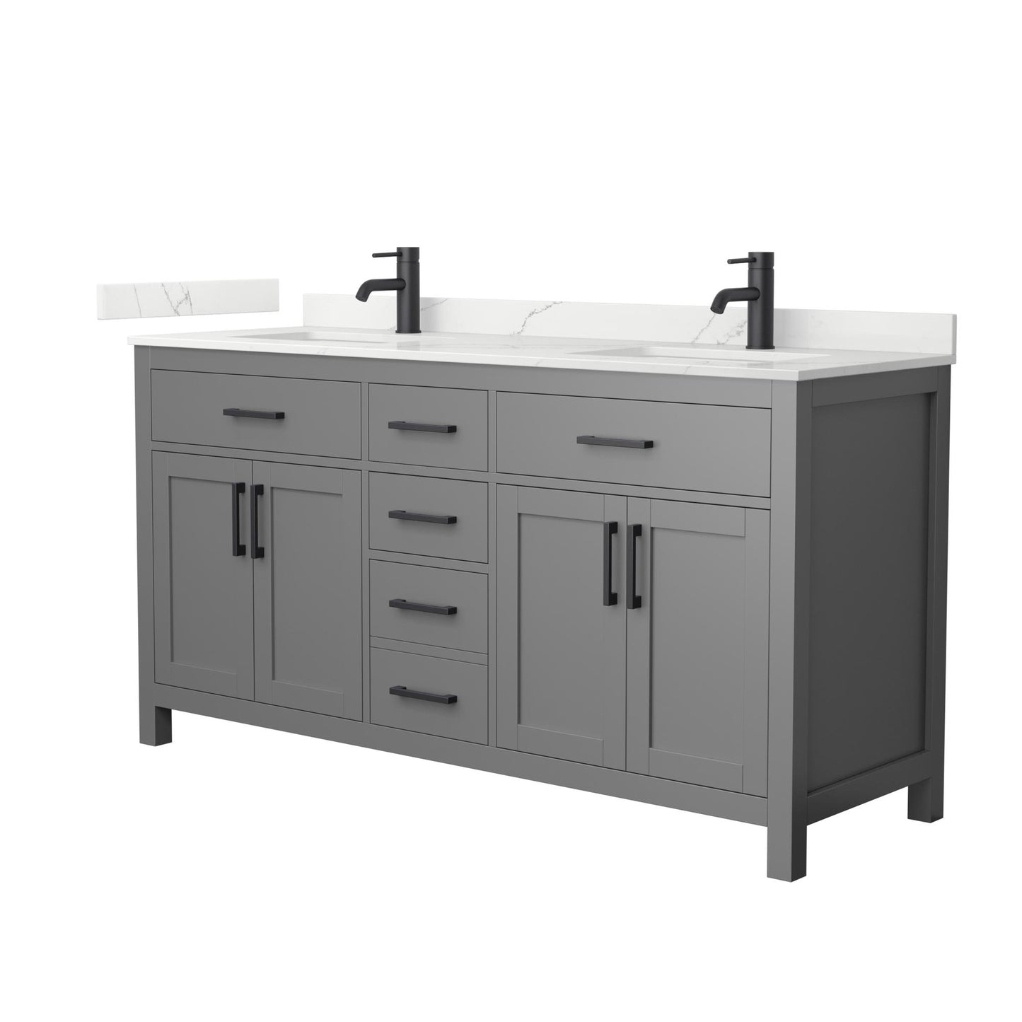 Beckett Bathroom Vanity with Countertop 66 inch Double Sink Single hole Faucet Setup