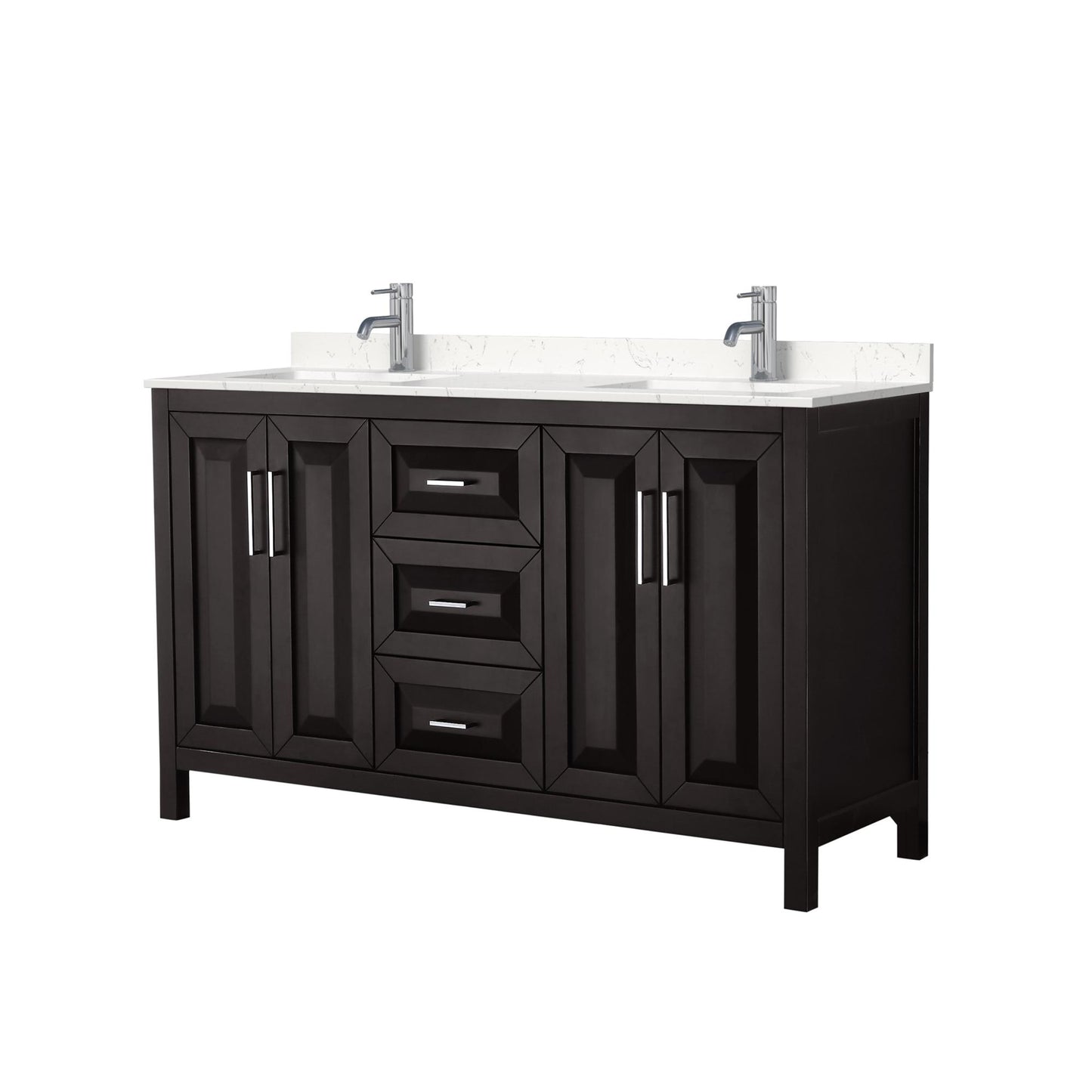 Daria Bathroom Vanity with Countertop 60 inch Double Sink Single hole Faucet Setup