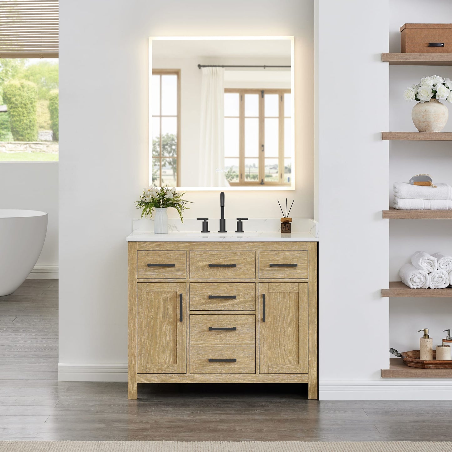 Beckett Bathroom Vanity with Countertop 42 inch Single Sink 3-hole Faucet Setup