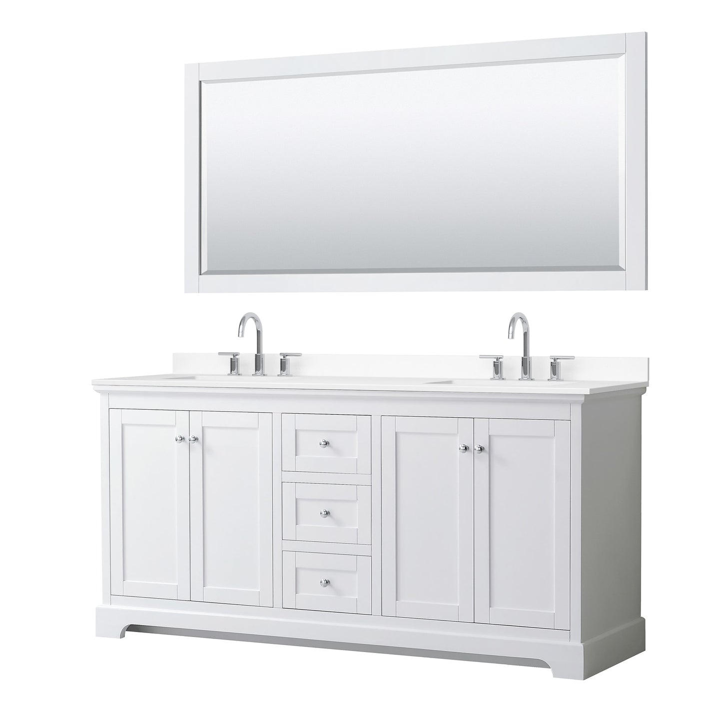 Avery Bathroom Vanity with Countertop 72 inch Double Sink 3-hole Faucet Setup