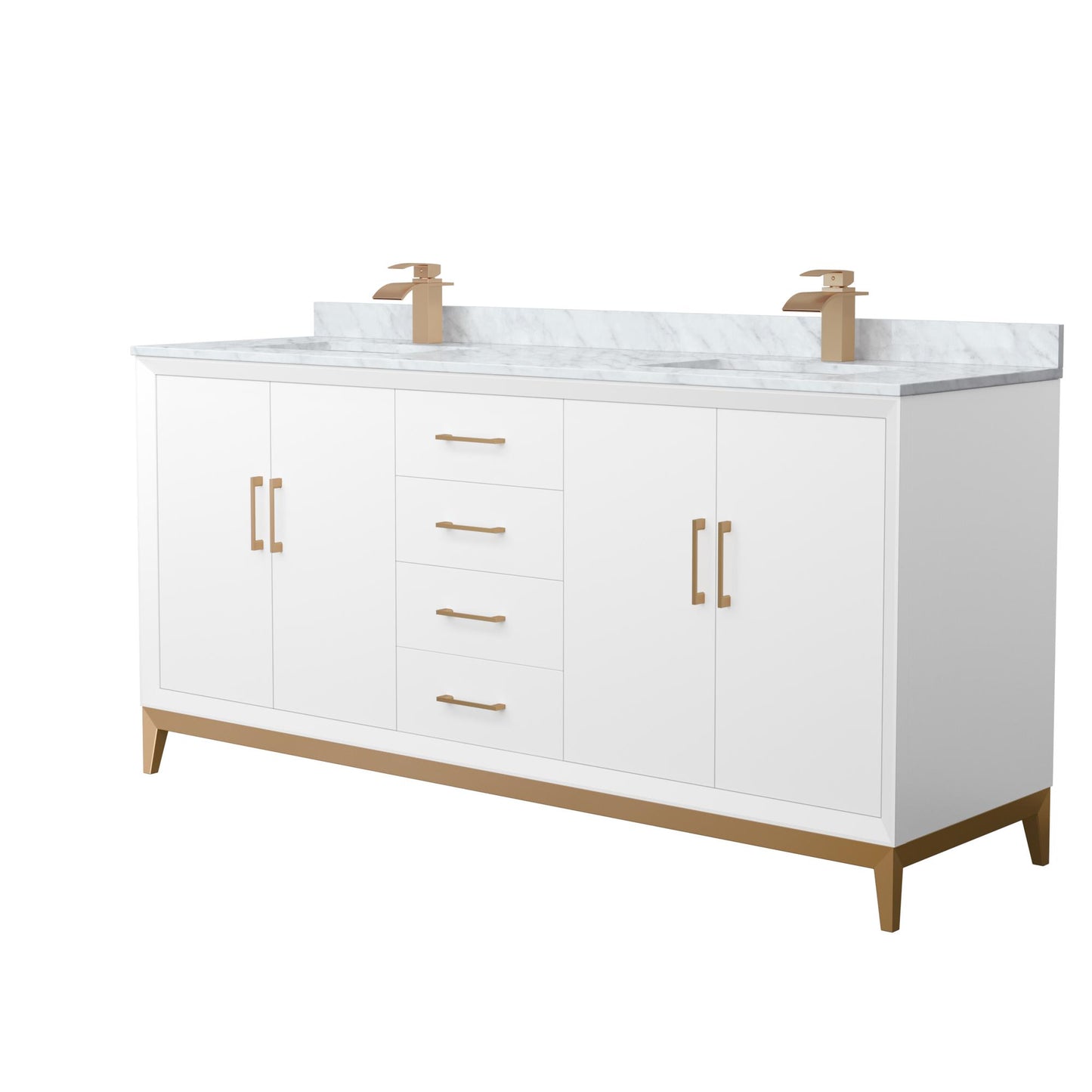 Amici Bathroom Vanity with Countertop 72 inch Double Sink Single hole Faucet Setup