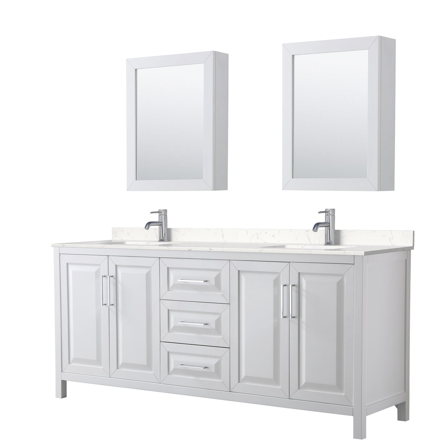 Daria Bathroom Vanity with Countertop 80 inch Double Sink Single hole Faucet Setup