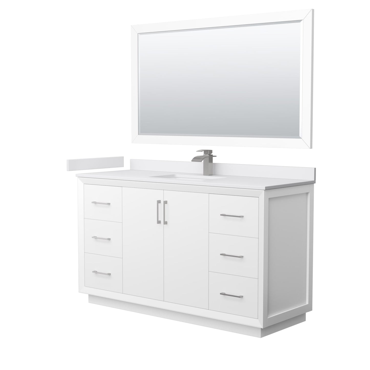 Strada Bathroom Vanity with Countertop 60 inch Single Sink Single hole Faucet Setup