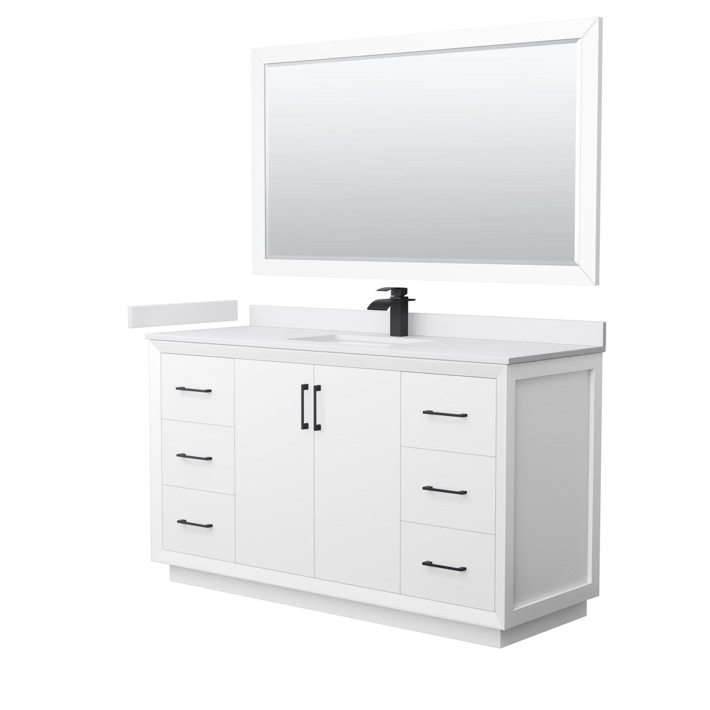 Strada Bathroom Vanity with Countertop 60 inch Single Sink Single hole Faucet Setup