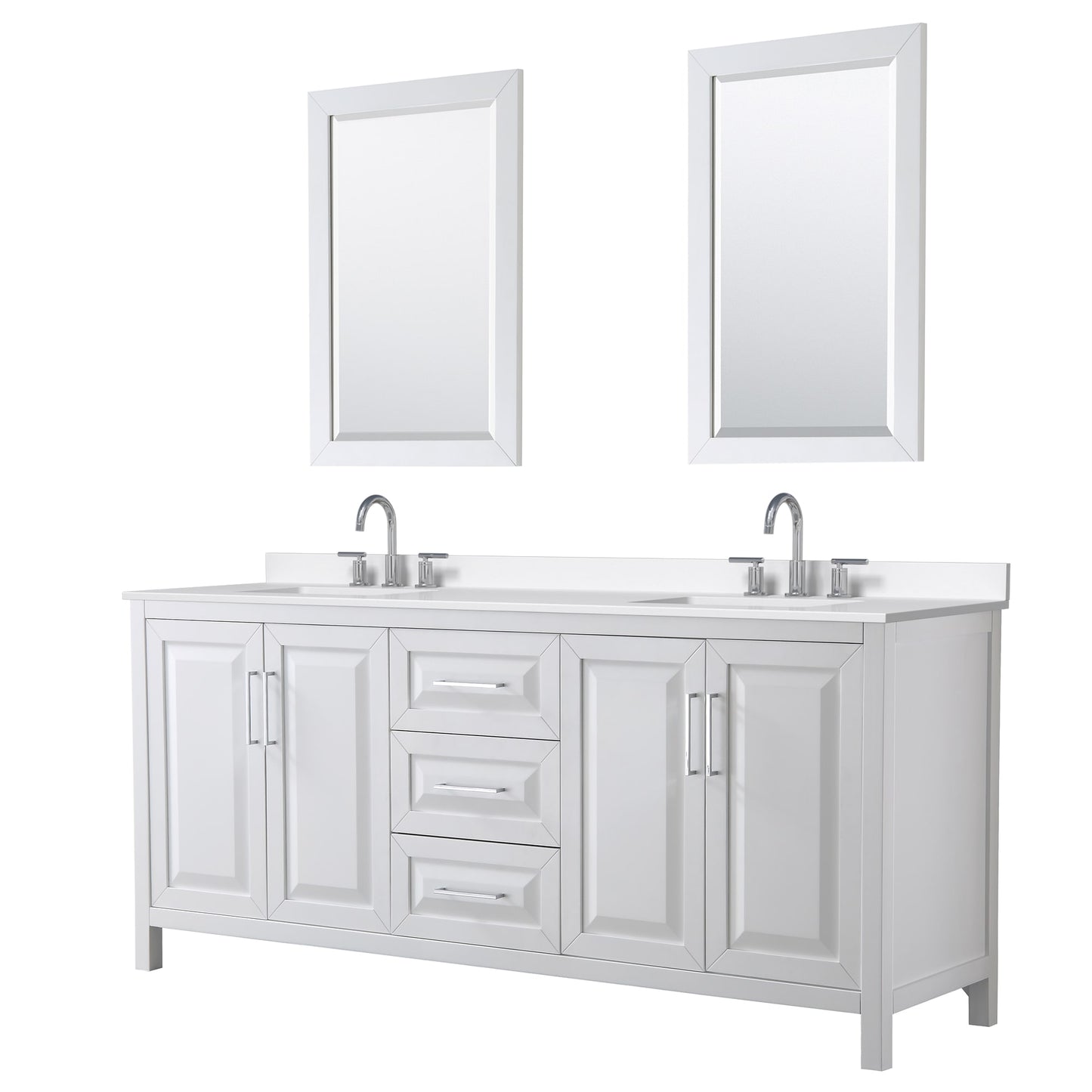 Daria Bathroom Vanity with Countertop 80 inch Double Sink 3-hole Faucet Setup