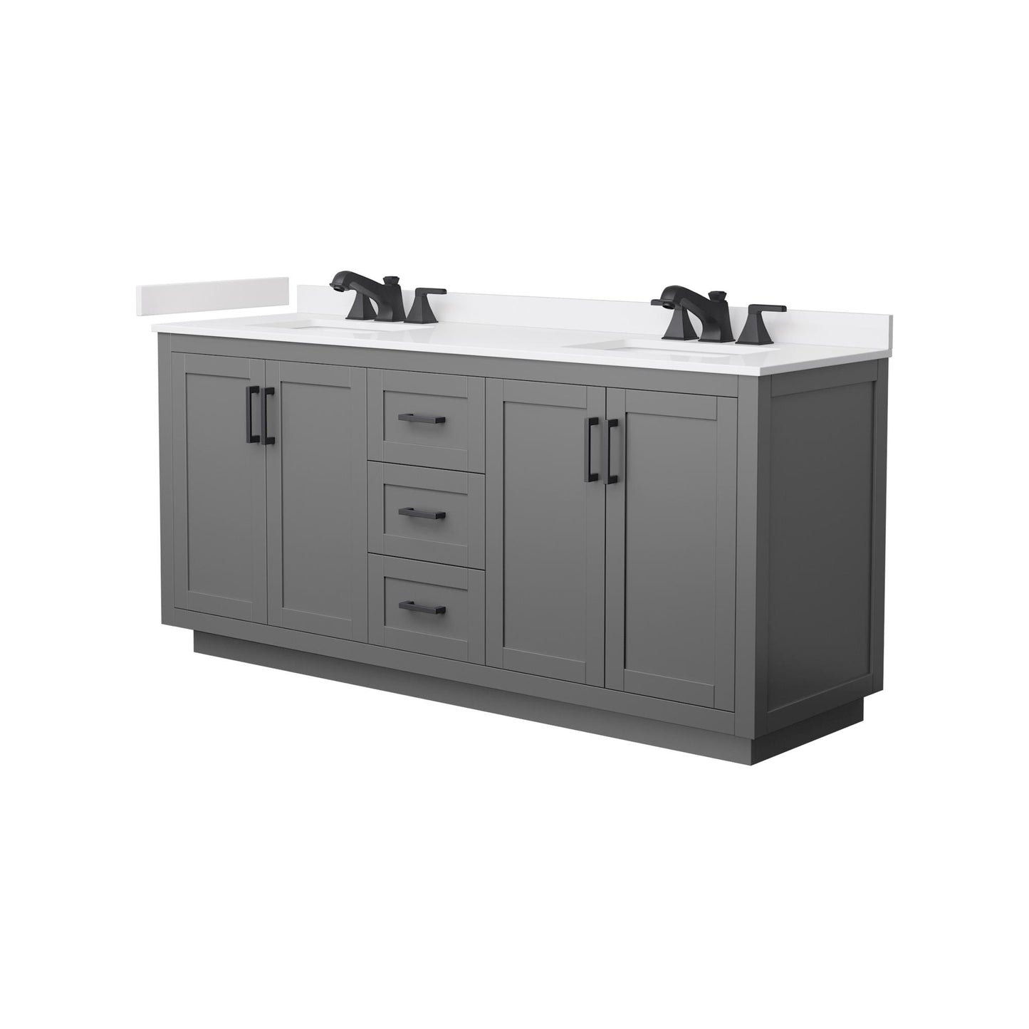 Miranda Bathroom Vanity with Countertop 72 inch Double Sink 3-hole Faucet Setup