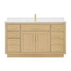 Custom image for Rift Oak with Brushed Gold Trim / White Cultured Marble / No Mirror