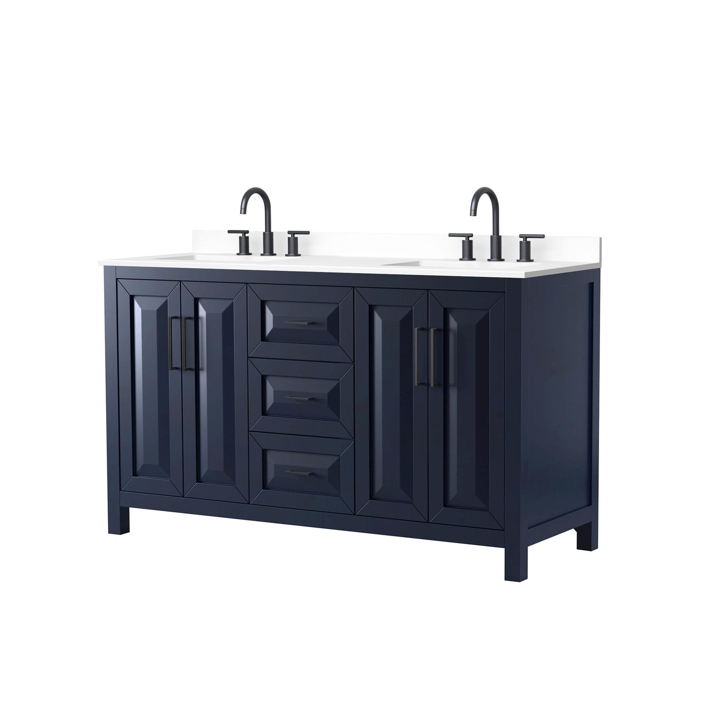 Daria Bathroom Vanity with Countertop 60 inch Double Sink 3-hole Faucet Setup