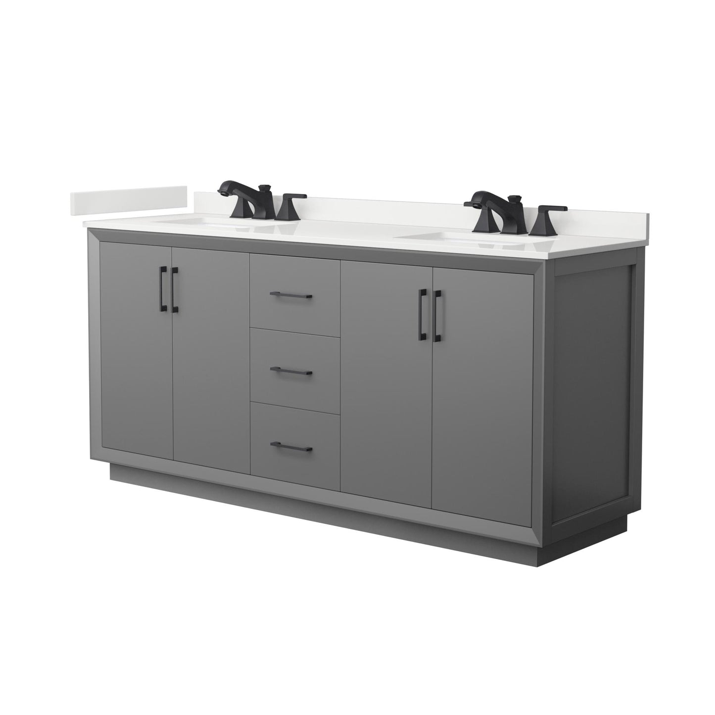 Strada Bathroom Vanity with Countertop 72 inch Double Sink 3-hole Faucet Setup