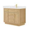 Custom image for Rift Oak with Brushed Gold Trim / White Quartz / No Mirror